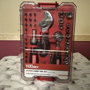 Hyper Tough 38 Piece Stubby Tool Set Ratchet Screwdriver, Pliers, Sockets & Bits